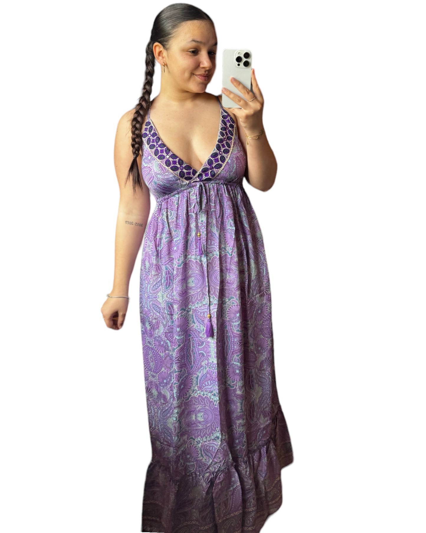 Robe longue violette